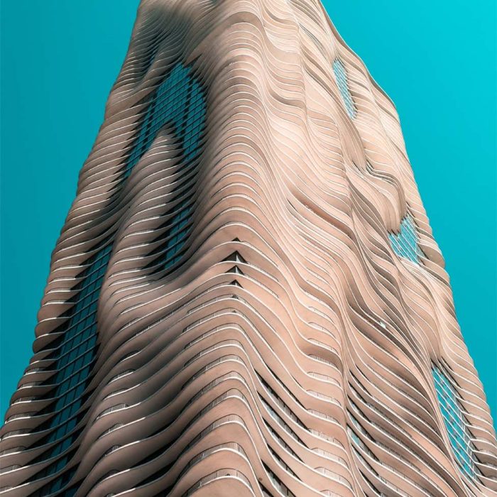 Eine beeindruckende Architektur hat auch der Aqua, ein 262 Meter hoher Wolkenkratzer in der New Eastside